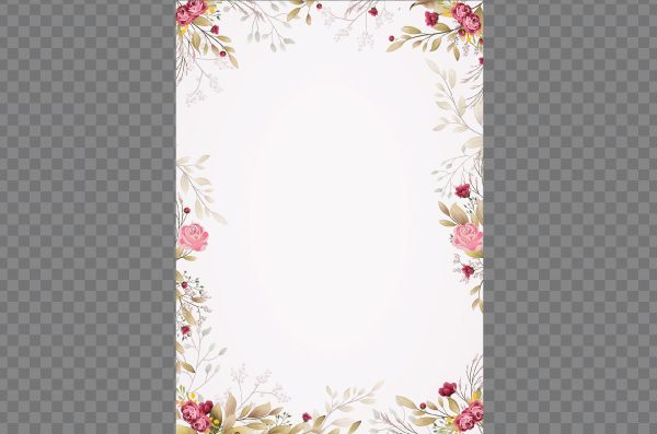 Hand Drawn Floral Wedding Invitation PNG Templates A4