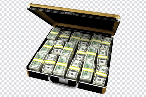 Suitcase with money, dollars, briefcase, suitcase, business png