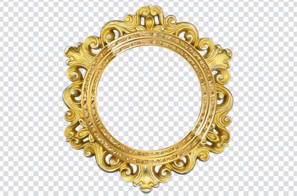 Golden Round Frame, golden Frame, rectangle, circle Frame png