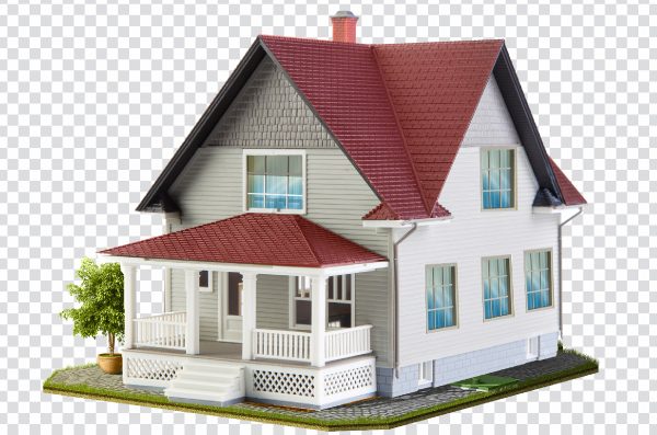 Real Estate House png, house, white and red house illustration