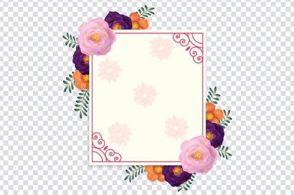 Pink flowers Rose frame, Hand painted floral pink flowers Decorative frame, pink petaled flowers illustration, flower Arranging, Floral photo frame PNG