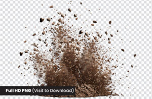 Exploding dirt clumps png in air