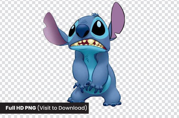 Scared Stitch PNG – Disney's Lilo & Stitch Reaction Image, Cute Blue Alien Cartoon