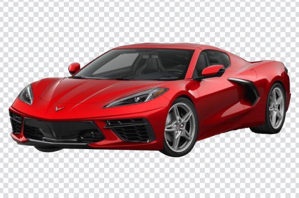 2024 Chevrolet Corvette Stingray C8 Coupe PNG – Red Sports Car, Mid-Engine Supercar Design, Transparent Background