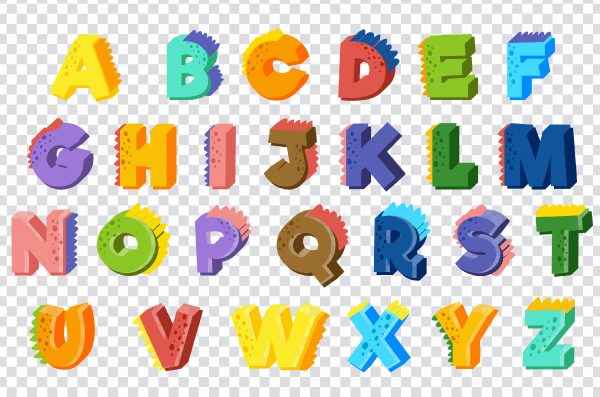 Cute 3D Cartoon Alphabet Clipart PNG – Transparent Background Free Download
