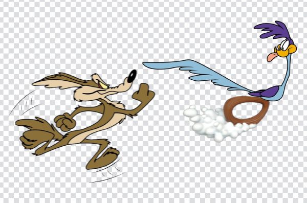 Wile E Coyote Chasing Road Runner PNG – Funny Cartoon Scene