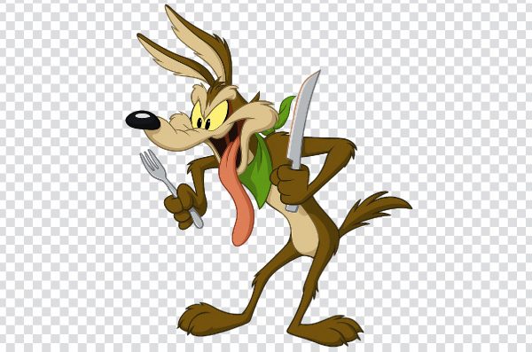 Wile E Coyote Hungry PNG – Funny Cartoon Eating Pose Clipart
