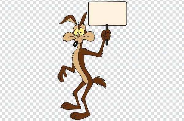 Wile E Coyote with Sign PNG – Transparent Background