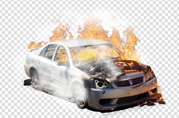 Exploded Car PNG – Wrecked Vehicle Transparent Background