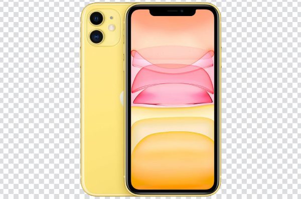 Yellow iPhone 11 Front and Back View PNG
