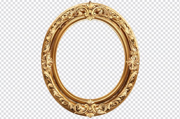 Golden Floral Frame PNG – Oval Gold Frame PNG Transparent