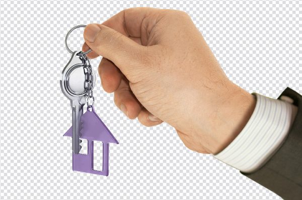 Key with House Tag PNG – Hand Holding Key Transparent Image