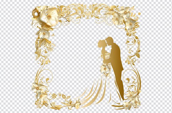 Golden Wedding Frame PNG – Elegant Wedding Photo Frame