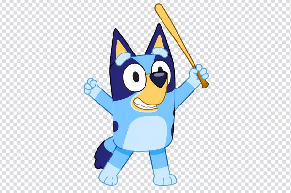 Bluey with Bat PNG – Transparent Angry Bluey Cartoon