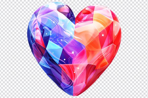 Colorful Geometric Heart PNG Transparent – Free Download
