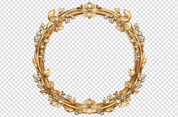 Floral Golden Frame PNG Download