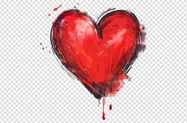 Red Sketch Heart PNG Transparent – Free Download