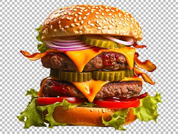 Cheesy Beef Burger PNG Transparent Background HD Free Download