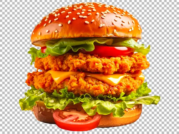 Double Chicken Burger PNG Transparent Background HD Free Download