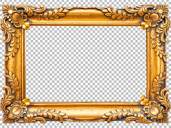 Ornate Golden Frame PNG Transparent Background