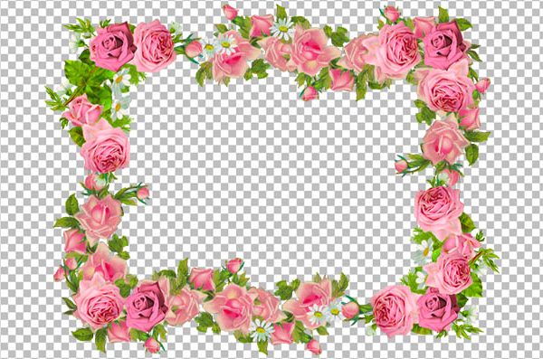 Decorative Rectangular Floral Frame PNG