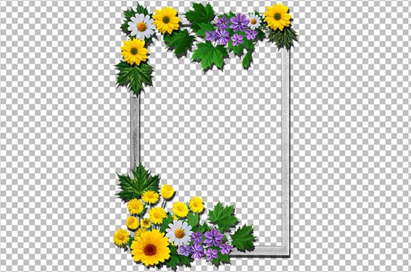 Rectangular Flower Frame PNG – Floral Border Transparent Background