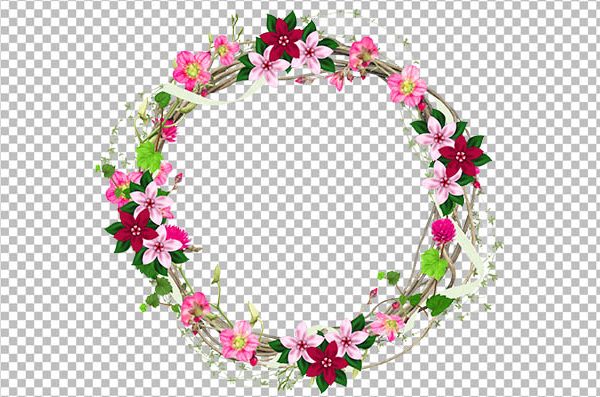 Round Floral Frame PNG – Flower Wreath Transparent Background