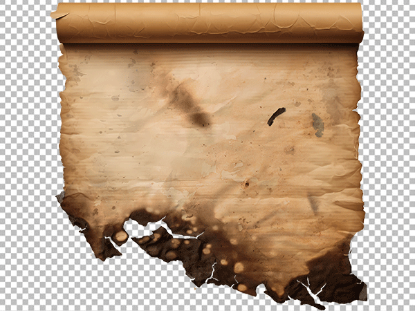 Burnt Scroll Paper PNG Transparent Background