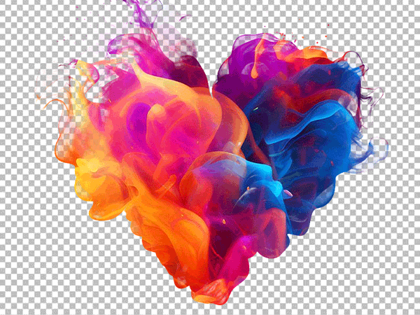Colorful Heart Shape Smoke PNG Transparent Background Free Download HD
