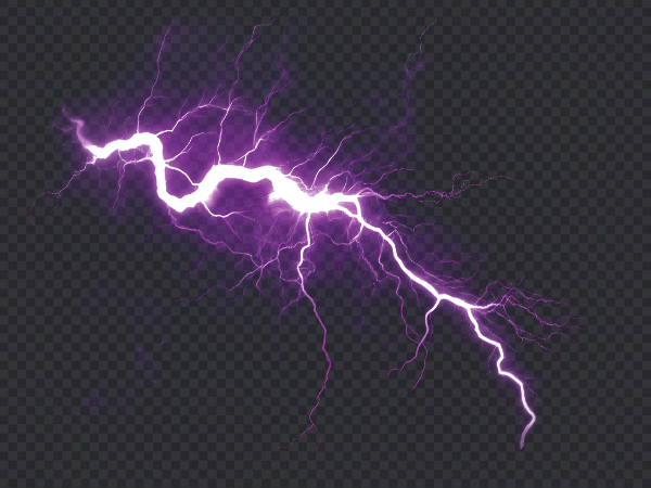 Neon Lightning Effect PNG Transparent Background – Glowing Electric Bolt HD