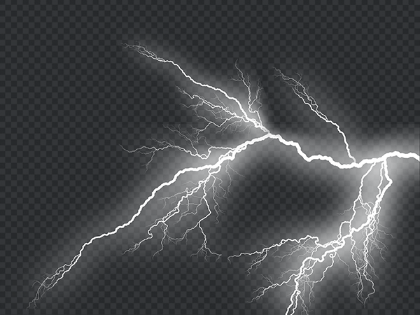 White Glowing Lightning PNG Transparent Background – Electric Bolt HD