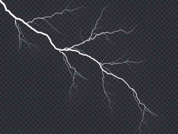 White Lightning Effect PNG Transparent Background – Electric Bolt HD