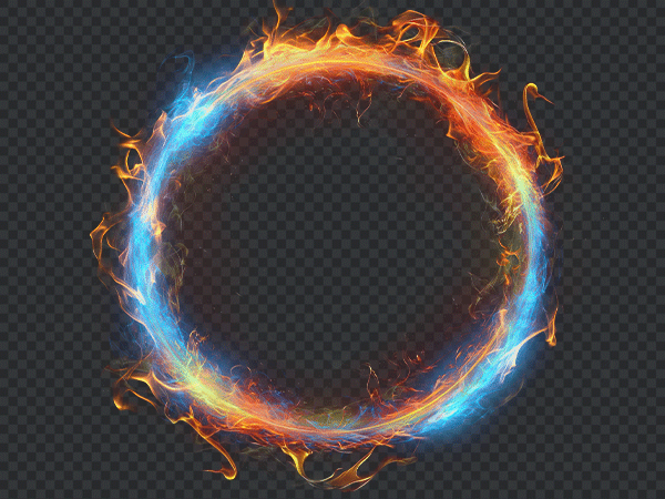Blue Orange Circular Fire Stream PNG Transparent – Dual Color Flame Ring
