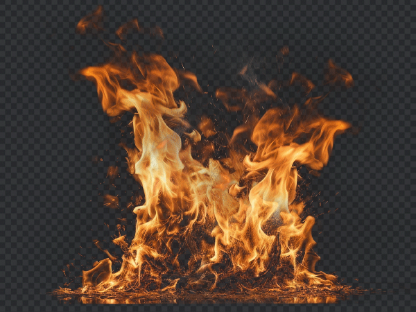Gasoline Fire Flame PNG Transparent Background – Realistic Fuel Fire Effect
