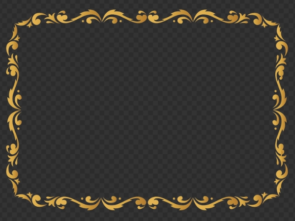 Decorative Golden Ornamental Floral Frame Illustration PNG for Elegant Designs