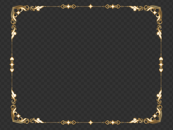 Golden Floral Frame Illustration PNG for Elegant Invitations and Designs