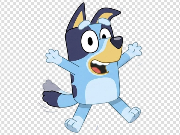 Happy Bluey Dog Jumping PNG Cartoon Transparent Background HD Image