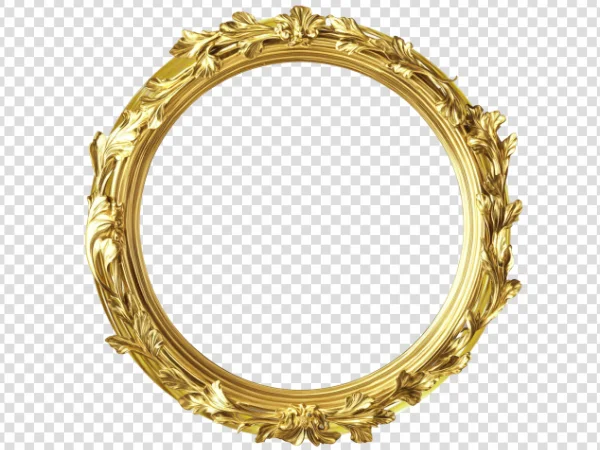 Ornate Golden Round Frame PNG with Elegant and Luxurious Design