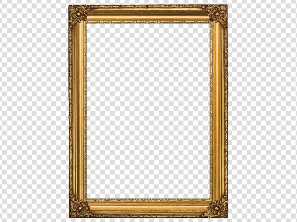 Vintage Golden Photo Frame PNG for Classic and Elegant Designs