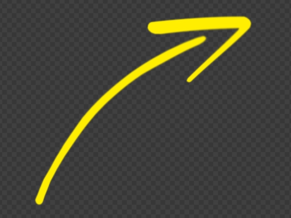 Curved Yellow Sketch Arrow Icon PNG Transparent Download