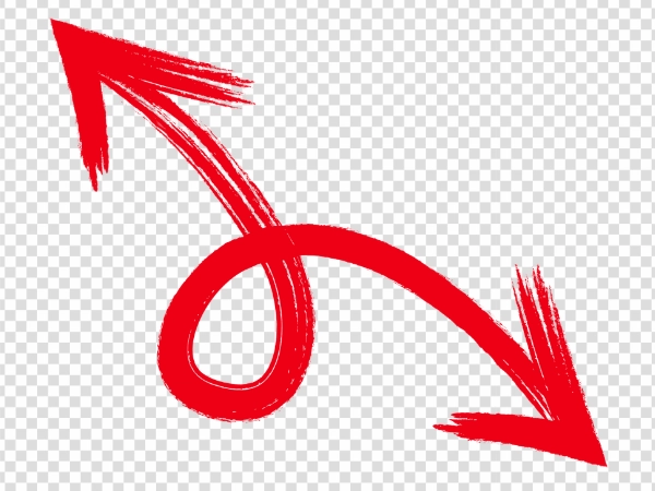 Double Headed Red Sketch Arrow PNG Transparent Download