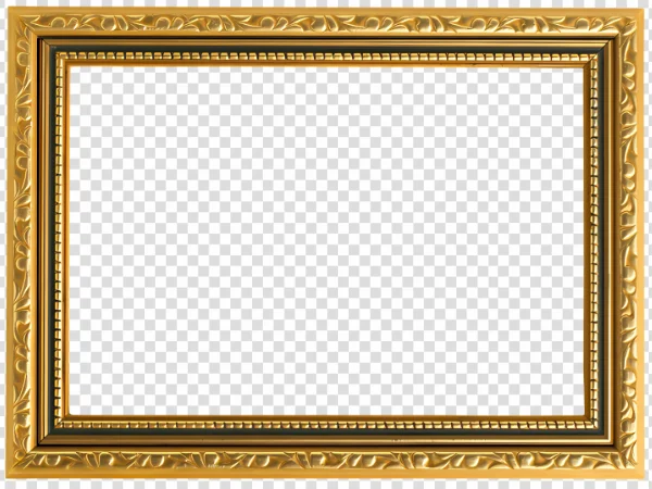 Gold Ornate Photo Frame PNG for Elegant Portraits and Luxury Designs