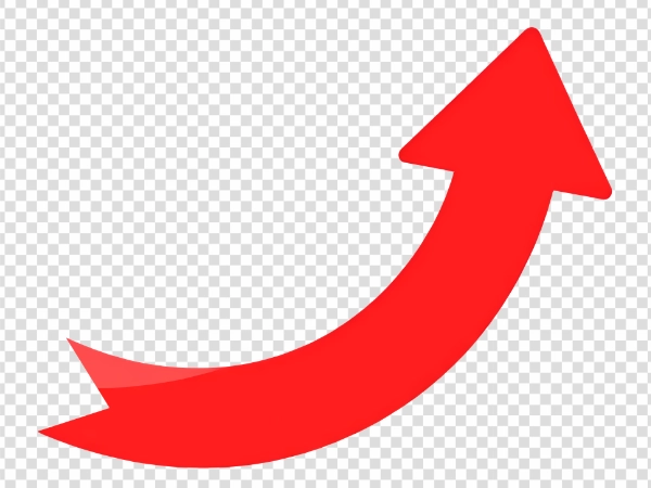 Red Upward Curved Arrow PNG
