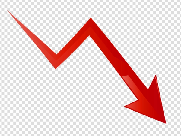 Red Zigzag Down Trend Arrow PNG Transparent Download